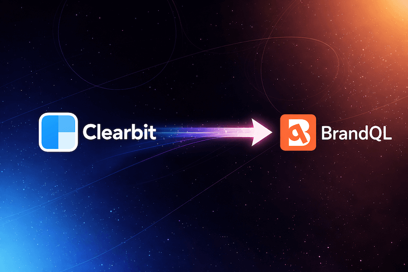 Diagram showing migration path from Clearbit Logo API to BrandQL