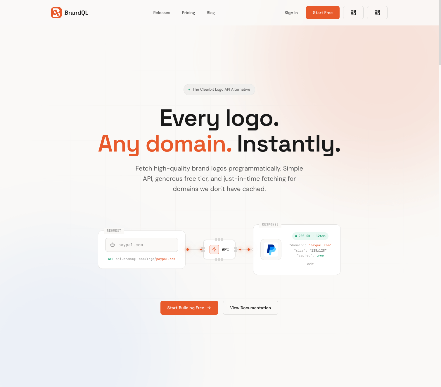 BrandQL redesigned landing page in dark mode with interactive demo